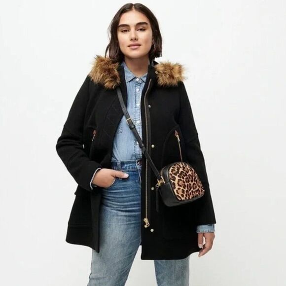 J. Crew Jackets & Blazers - J. Crew Chateau Parka Stadium Italian Wool Faux Fur Hood SZ 0